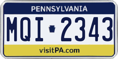PA license plate MQI2343
