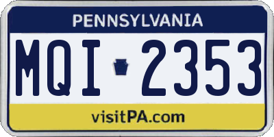 PA license plate MQI2353