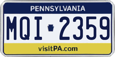 PA license plate MQI2359