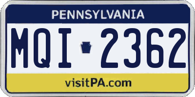 PA license plate MQI2362