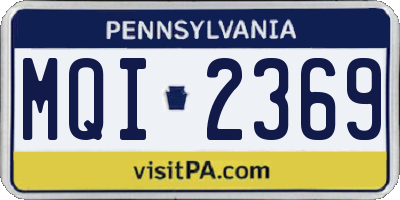 PA license plate MQI2369