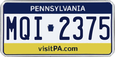 PA license plate MQI2375