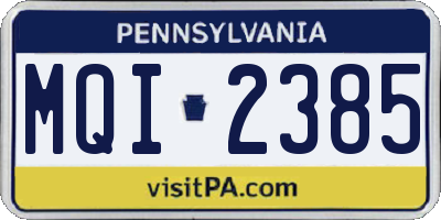 PA license plate MQI2385