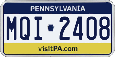 PA license plate MQI2408