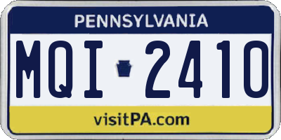 PA license plate MQI2410