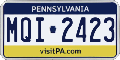 PA license plate MQI2423