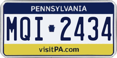 PA license plate MQI2434