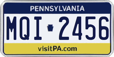 PA license plate MQI2456
