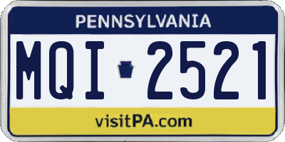 PA license plate MQI2521