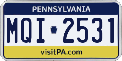 PA license plate MQI2531