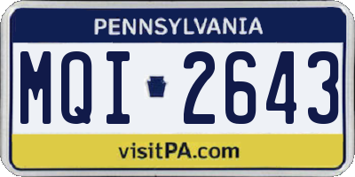 PA license plate MQI2643