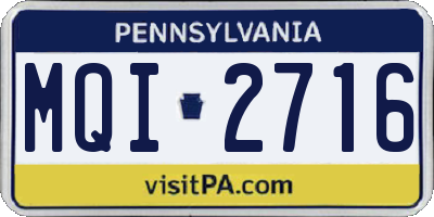 PA license plate MQI2716