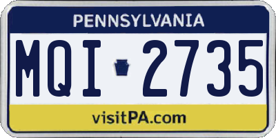 PA license plate MQI2735