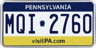 PA license plate MQI2760
