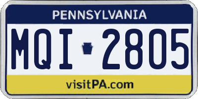 PA license plate MQI2805