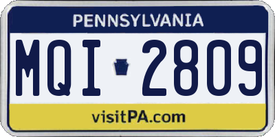 PA license plate MQI2809
