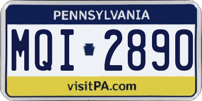 PA license plate MQI2890