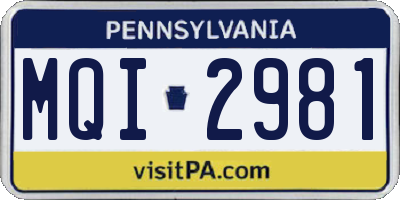 PA license plate MQI2981