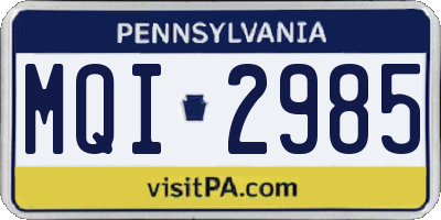 PA license plate MQI2985