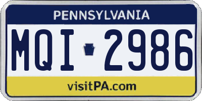 PA license plate MQI2986
