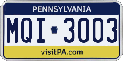 PA license plate MQI3003