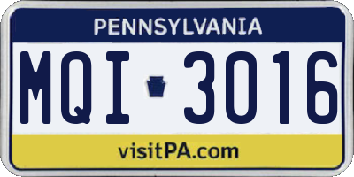 PA license plate MQI3016