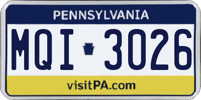 PA license plate MQI3026