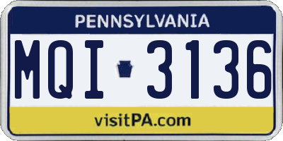 PA license plate MQI3136