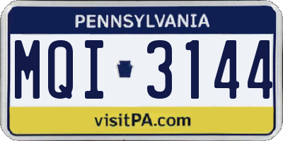 PA license plate MQI3144