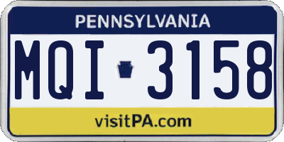 PA license plate MQI3158