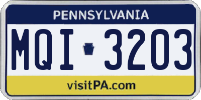 PA license plate MQI3203