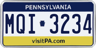 PA license plate MQI3234