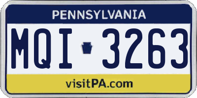PA license plate MQI3263