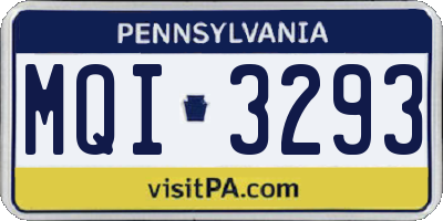 PA license plate MQI3293