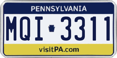 PA license plate MQI3311