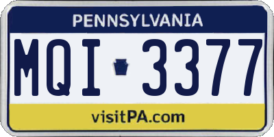 PA license plate MQI3377