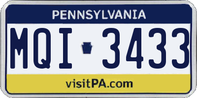 PA license plate MQI3433