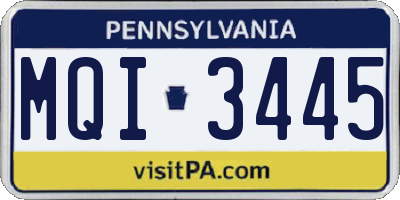 PA license plate MQI3445