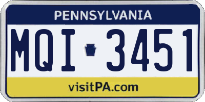 PA license plate MQI3451