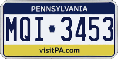 PA license plate MQI3453