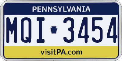 PA license plate MQI3454