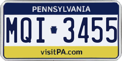 PA license plate MQI3455
