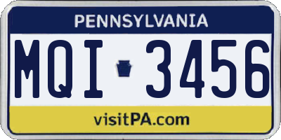 PA license plate MQI3456