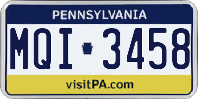 PA license plate MQI3458