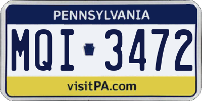 PA license plate MQI3472