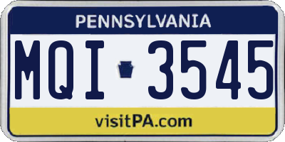 PA license plate MQI3545