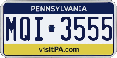 PA license plate MQI3555