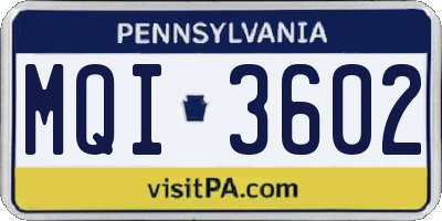 PA license plate MQI3602