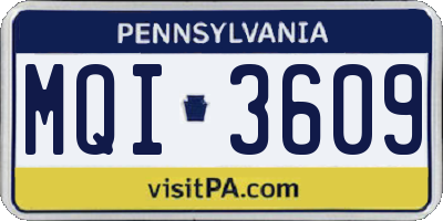 PA license plate MQI3609