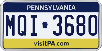 PA license plate MQI3680